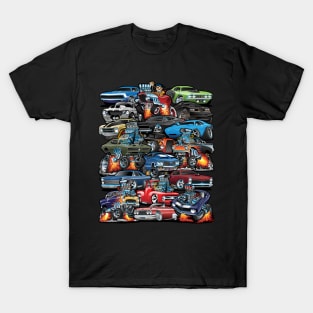 Car Madness! Muscle Cars, Classic Cars and Hot Rods Cartoon T-Shirt